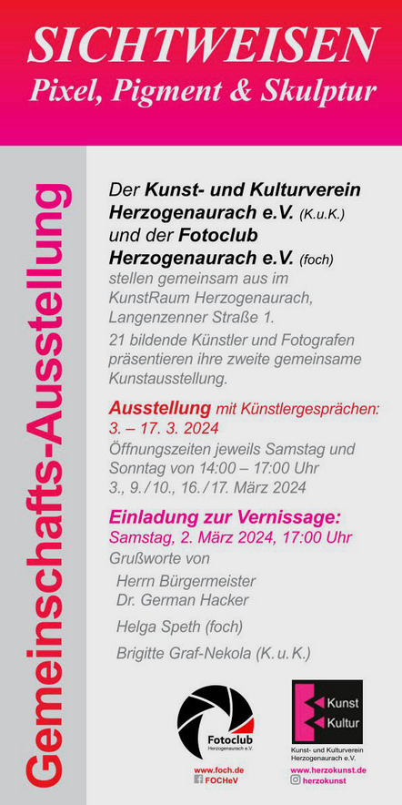 Ausstellung Pixel, Pigment und Skulptur, Fotoclub Herzogenaurach - Kunst und Kulturverein Herzogenaurach